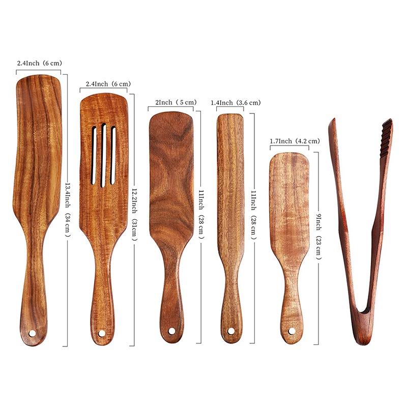 Bộ 6 Dụng Cụ Nấu Ăn Bằng Gỗ Cách Nhiệt Chống Dính