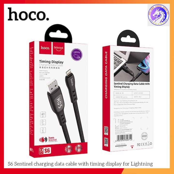 Cáp Sạc Nhanh TPE Hẹn Giờ Sạc 2.4A Hoco S6 - Dài 1.2M - Màn Hình Led