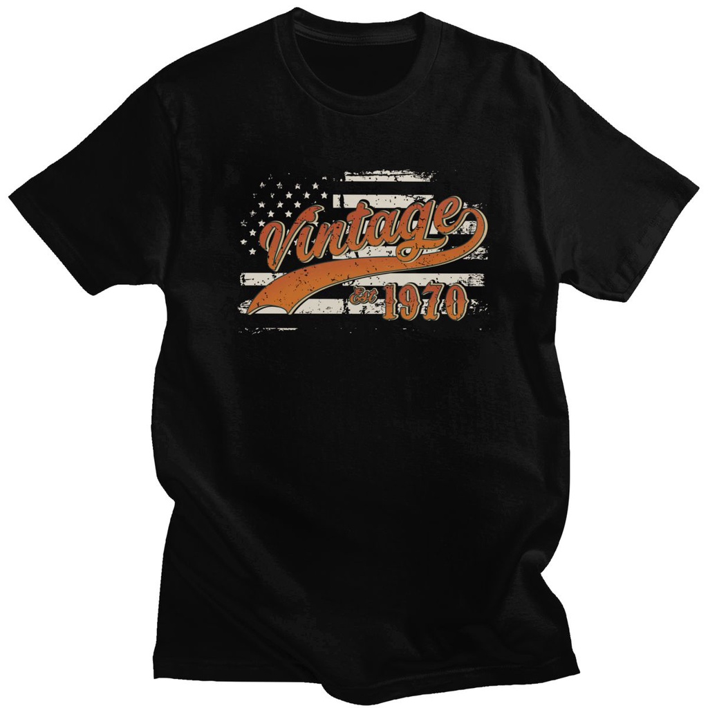 Áo Thun 1970% cotton Tay Ngắn Cổ Tròn In Hình Lá Cờ Mỹ Phong Cách Retro 4th Of July 100% cotton
