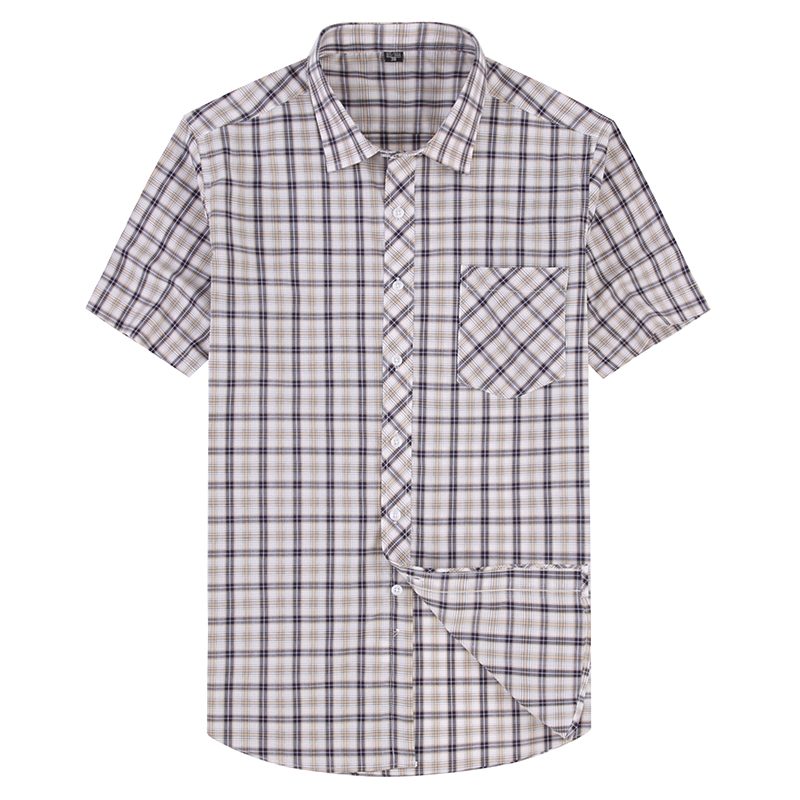 Áo sơ mi lụa lạnh ngắn tay sọc ca rô thời trang nam | BigBuy360 - bigbuy360.vn