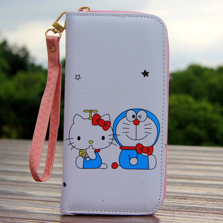 Ví Đựng Điện Thoại / Tiền Xu / Thẻ In Hình Doraemon / Hello Kitty Dễ Thương Dùng Làm Quà Tặng Cho Bé Gái