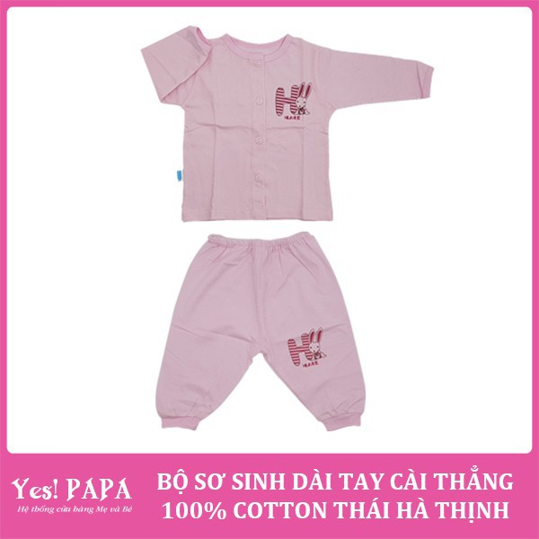 Bộ sơ sinh dài tay cài thẳng 100% cotton Thái Hà Thịnh