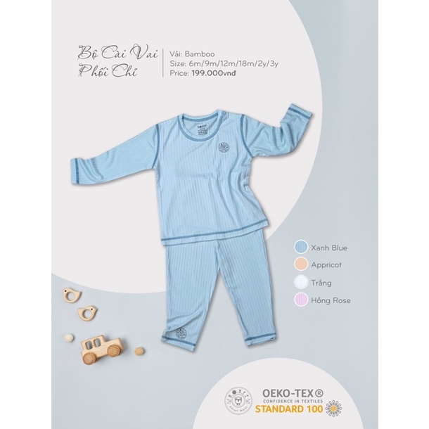 HRNEE ! Bộ quần áo dài tay cài vai phối chỉ quần dài cho các bé từ 9m-4y!