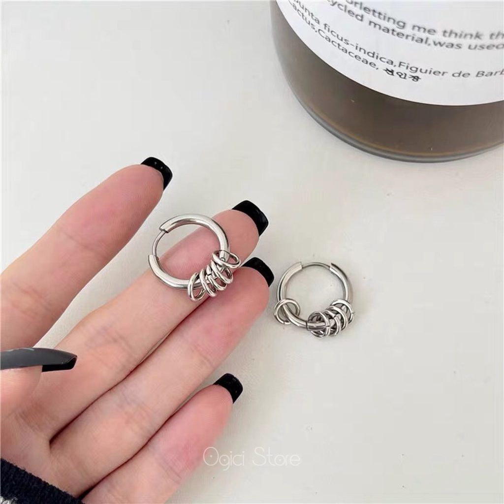 Bông tai, khuyên tai nam nữ thép không gỉ dáng tròn trơn phong cách hiphop thời trang đường phố cá tính, Unisex, 1 chiếc