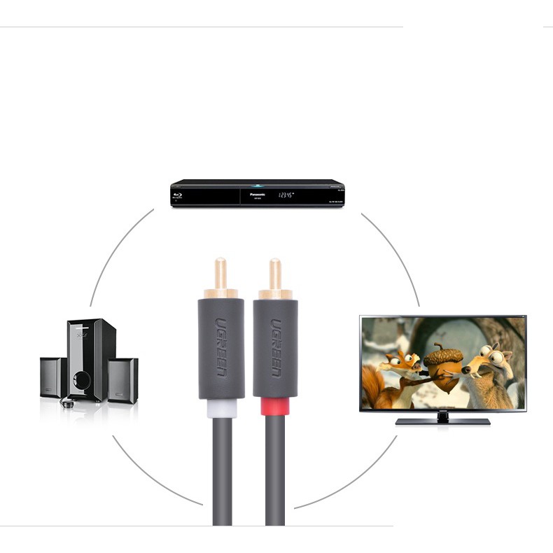 Cáp âm thanh 2 đầu AV bông sen RCA Ugreen 10517 (dài 1.5m)