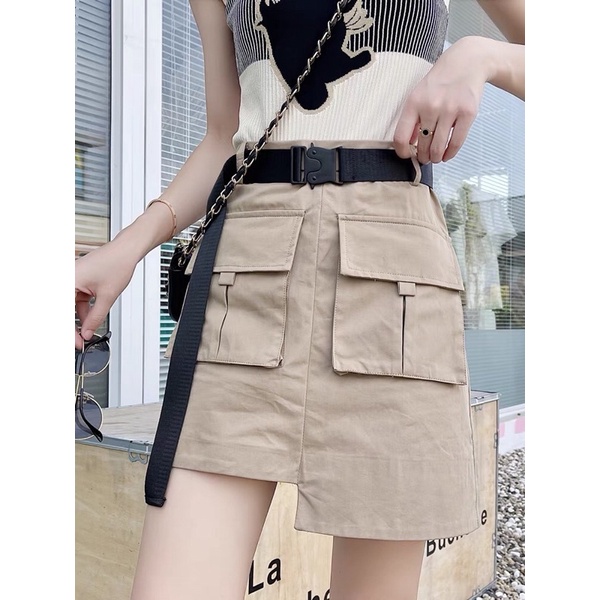 Chân váy kaki nâu