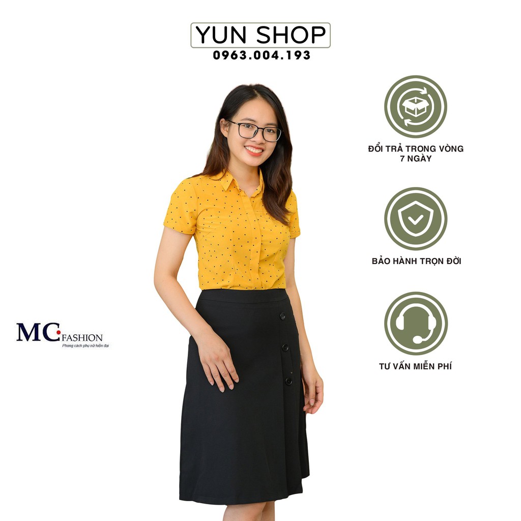 Áo sơ Mi Nữ tay Ngắn- Áo Sơ Mi Nữ Công Sở Kiểu Đẹp màu Vàng Chấm Bi - MC Fashion A0257 Đủ Size S M L XL