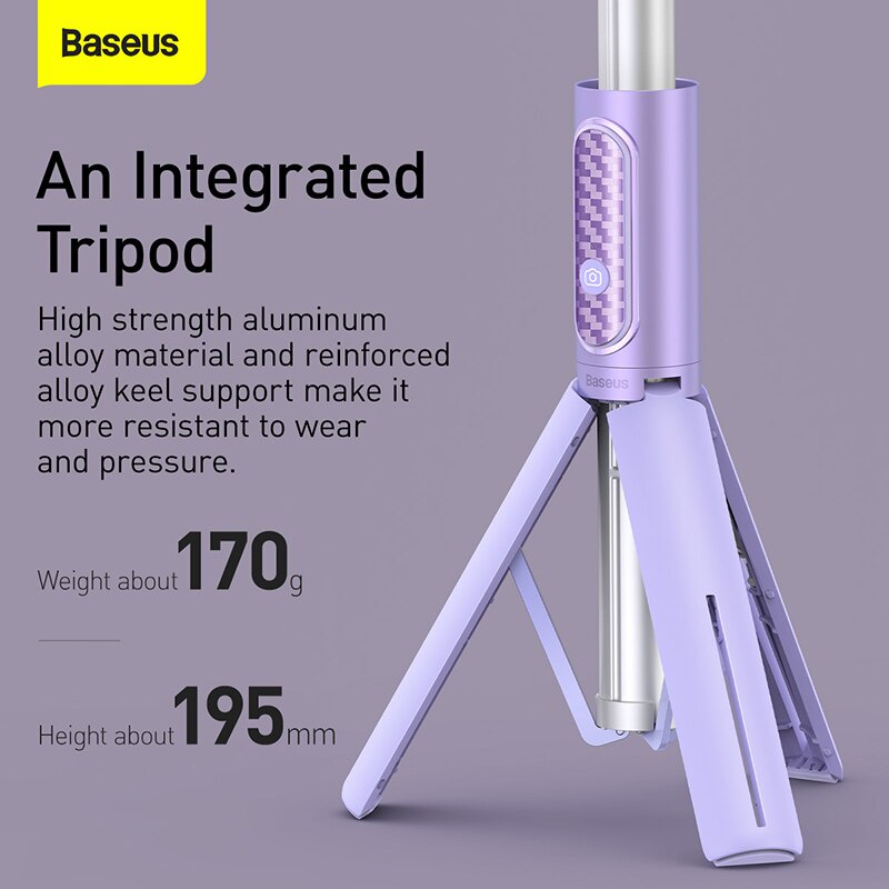 Giá đỡ điện thoại Baseus thiết kế ba chân ổn định hỗ trợ chụp ảnh selfie kết nối Bluetooth không dây có thể mở | BigBuy360 - bigbuy360.vn
