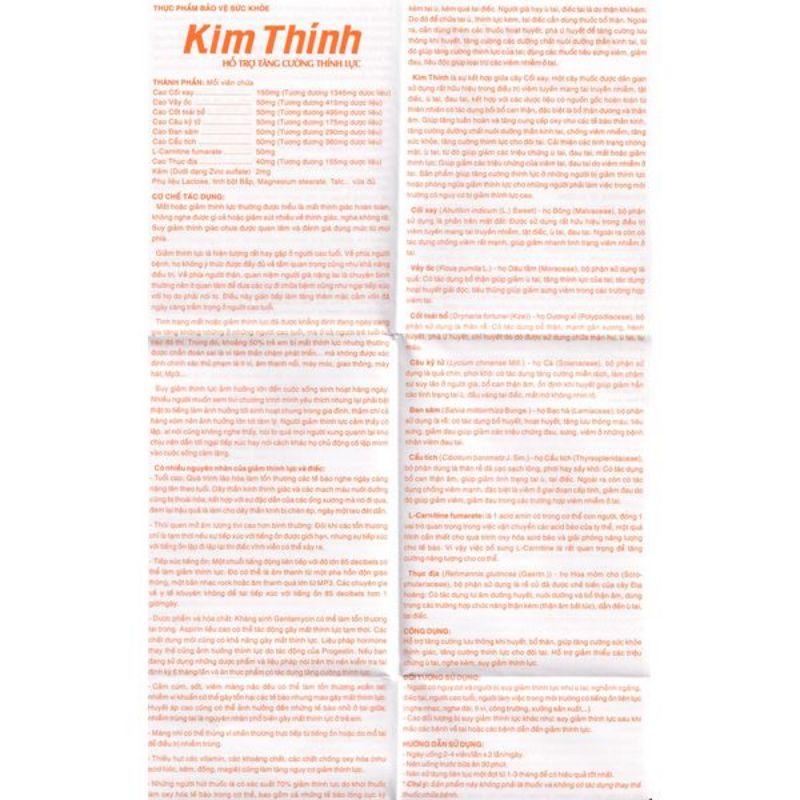 (Chính Hãng) Kim Thính hộp 2 lọ×90 viên  tặng 1 hộp 3- hỗ trợ tăng cường thính lực