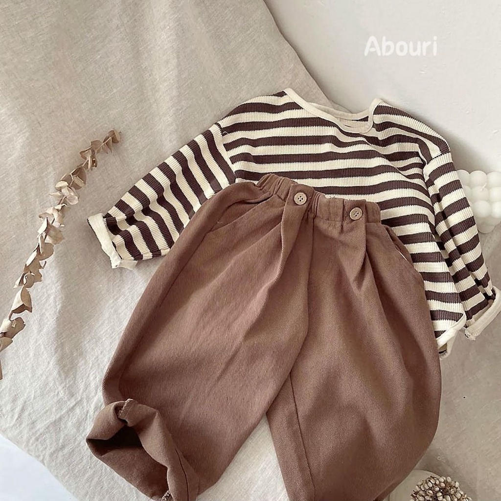 Quần Dài Dáng Suông Rộng Vải Cotton Mềm Cài Hai Hàng Nút Phong Cách Nhật Hàn Cho Bé Trai Và Gái 2 Tuổi