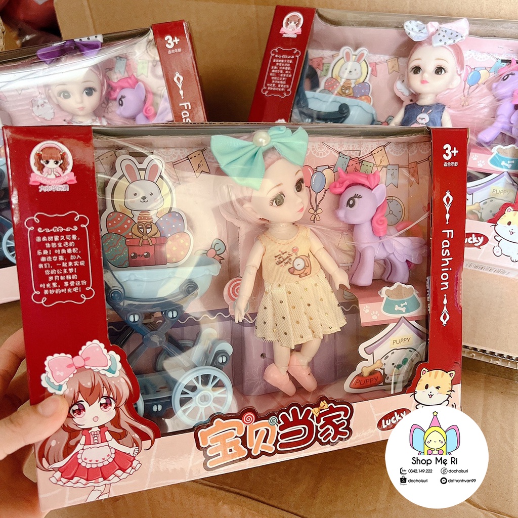 Búp Bê Đồ Chơi Cho Bé Gái Cực Xinh Kèm Ngựa Pony Và Xe Đẩy, Có Hộp Đẹp - Shop Mẹ Ri