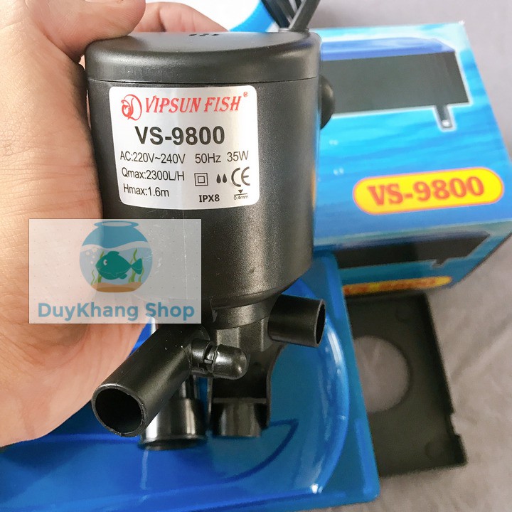 Trọn Bộ Máy Bơm Lọc Nước Hồ Cá Cảnh 35W vs-9800, Cho Hồ 1m-1m4, Gồm Máng Lọc, Bông Lọc, Dây Ống Đầy Đủ, Về Xài Ngay