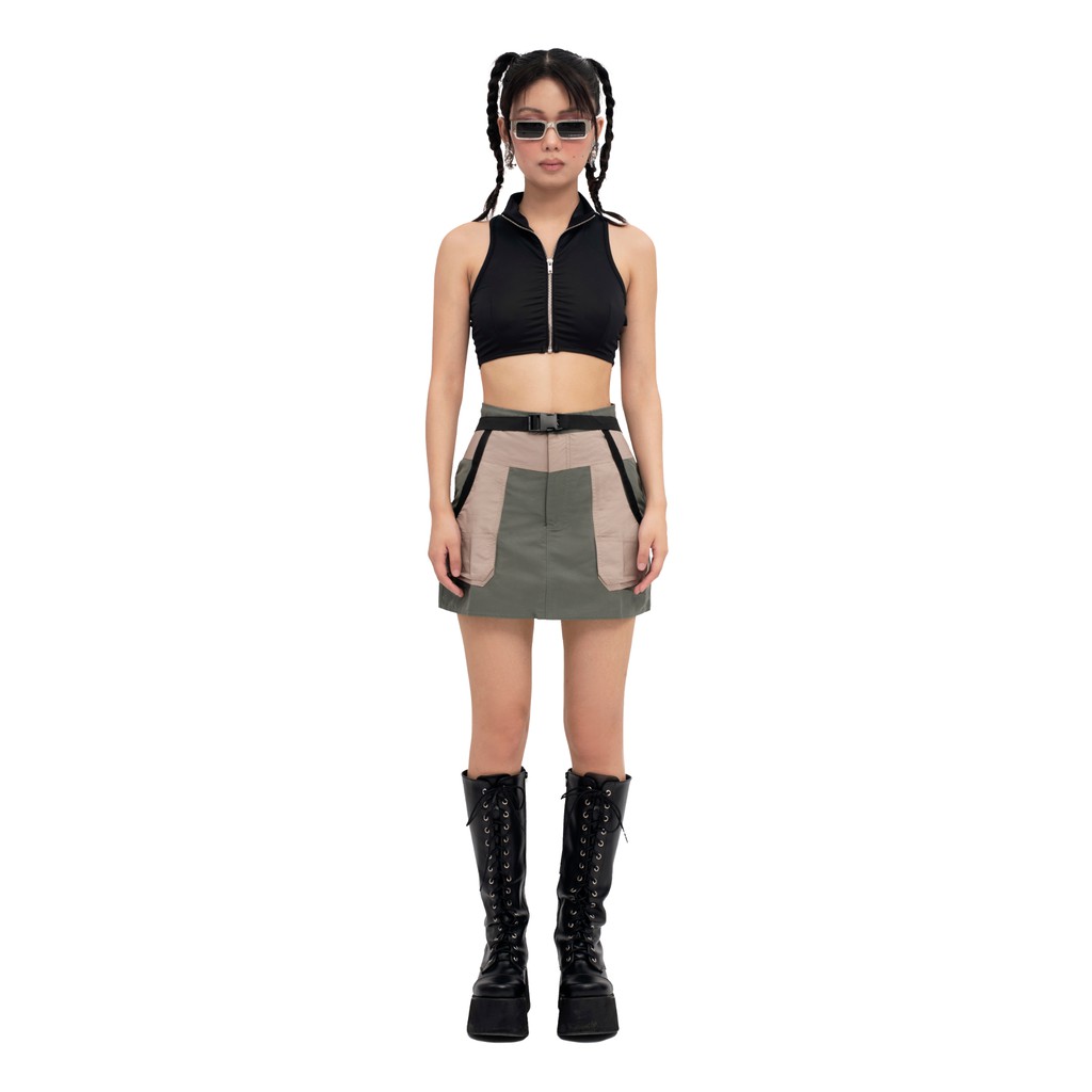 CYBER CROPTOP OUTFIX ÁO CROPTOP THUN KIỂU CO GIÃN CÓ DÂY KÉO