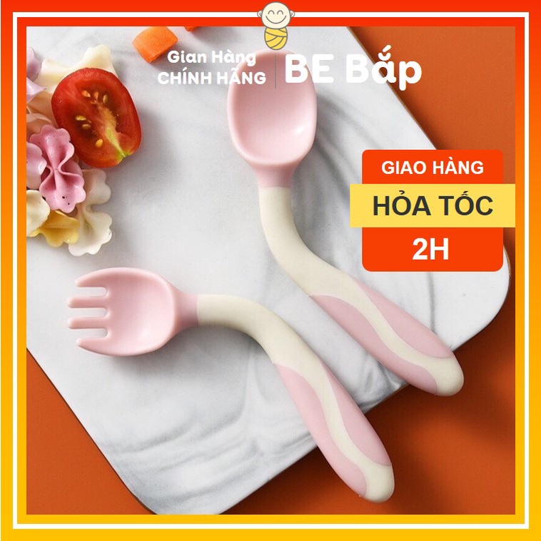 ⚡BÁN LỖ XIN ĐÁNH GIÁ 5 SAO⚡ Thìa Dĩa Uốn Cong 360 độ Cho Bé Tập Xúc Có Hộp Xinh Xắn