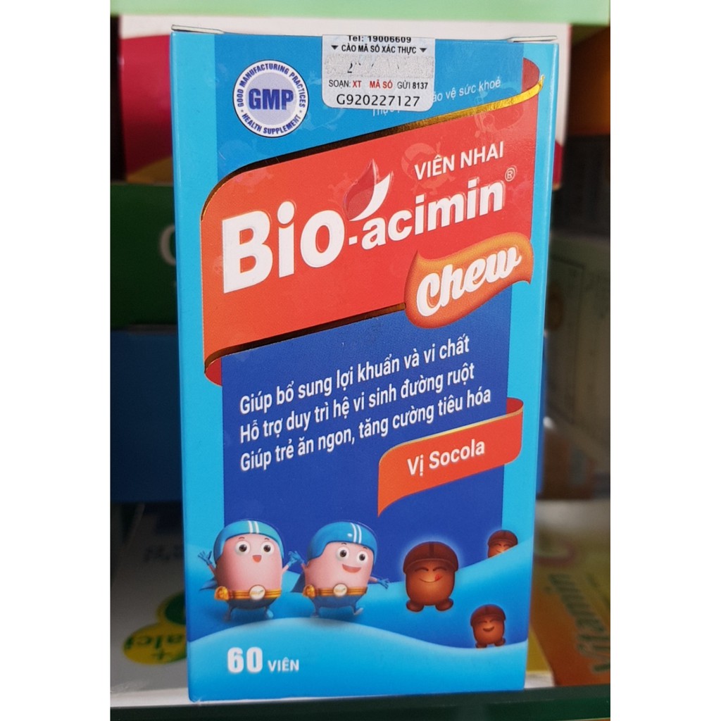 viên nhai bio acimin chew hỗ trợ biếng ăn và táo bón bioacimin