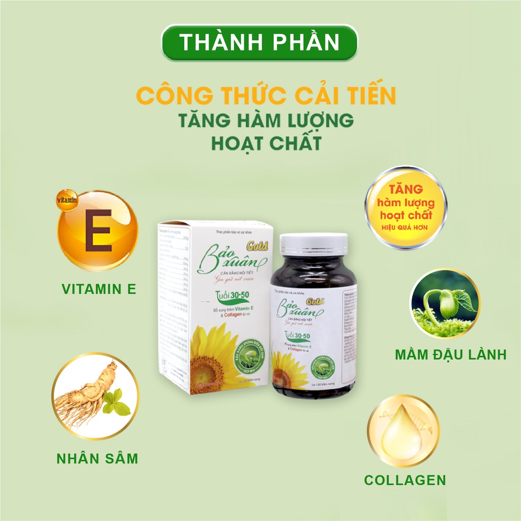 Combo 2 lọ viên uống Bảo Xuân Gold tăng cường sức khỏe, bổ sung nội tiết tố nữ, làm đẹp da, ngừa lão hóa