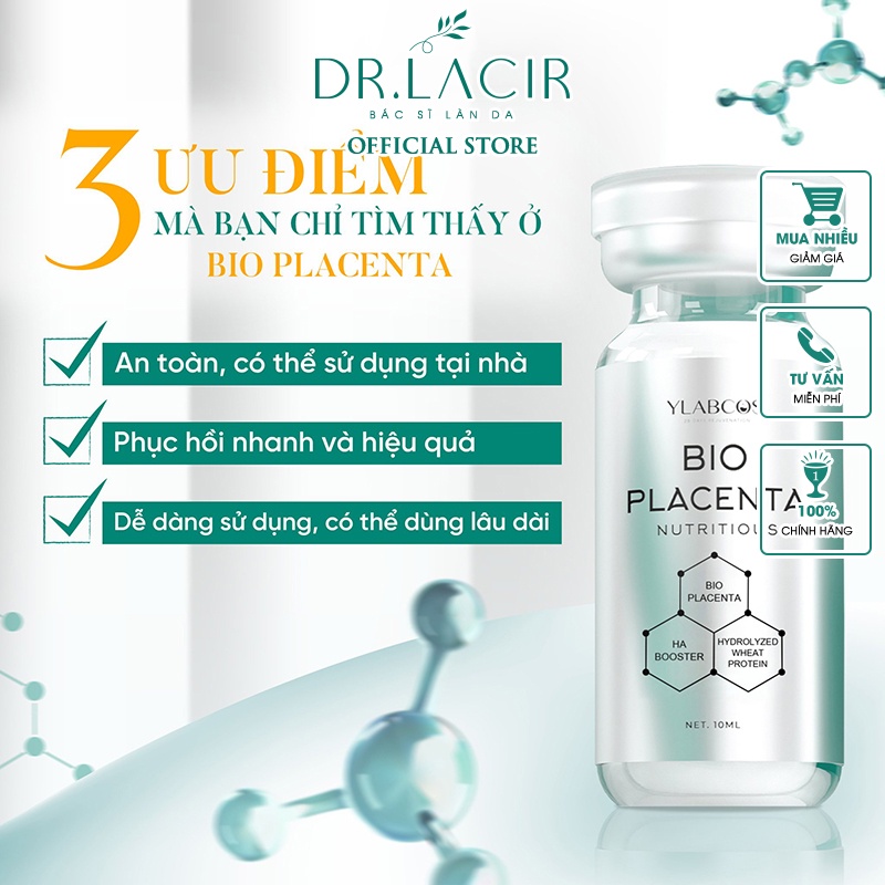 Huyết Thanh Siêu Phục Hồi Ylabcos - Bio Placenta,Giúp Dưỡng ẩm da,ngăn ngừa lão DR LACIR 10ml DR51