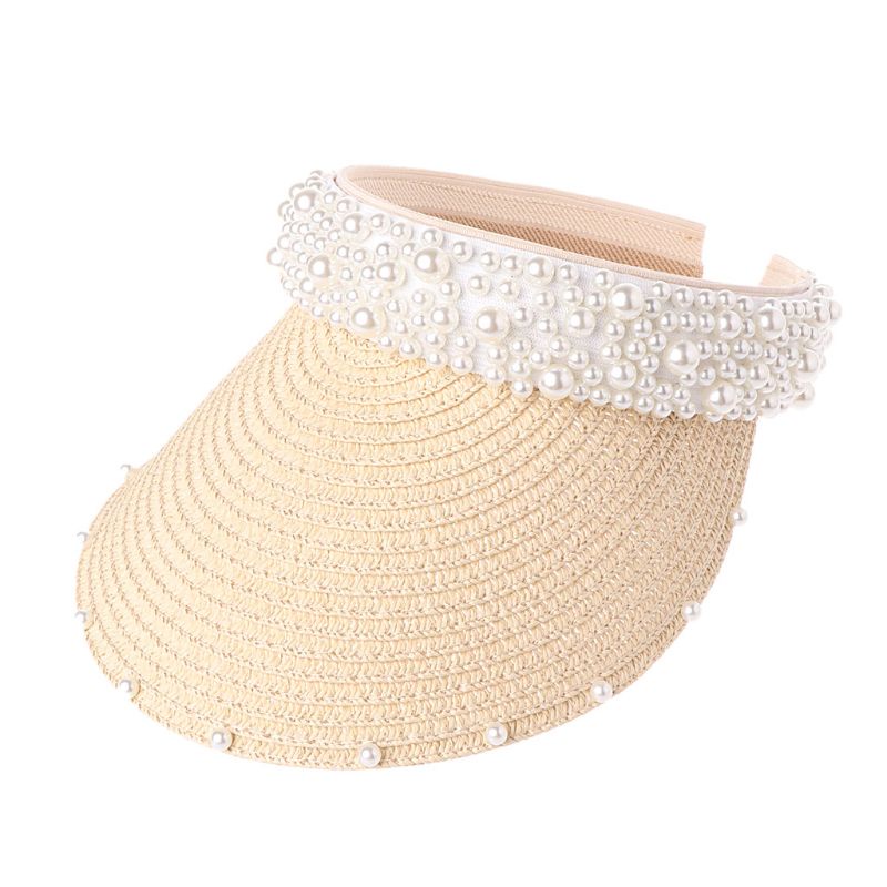 Mũ Lưỡi Trai Hở Chóp Đính Hạt Ngọc Trai Giả Nhiều Hàng Thời Trang Đi Biển Mùa Hè Cho Bạn Gái