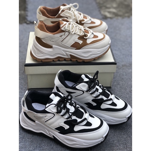 ( 2 màu )Giày thể thao Sneaker nữFREESHIP  ĐẾ SÓNG Gzi phối da lộn