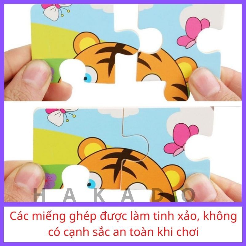 Đồ chơi xếp hình Tranh Ghép gỗ 9 miếng cho bé phát Triển Trí Tuệ