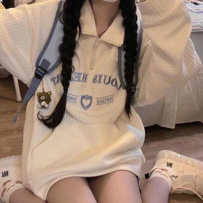 Áo Sweater Tay Dài Form Rộng Chất Nỉ Cổ Polo | BigBuy360 - bigbuy360.vn