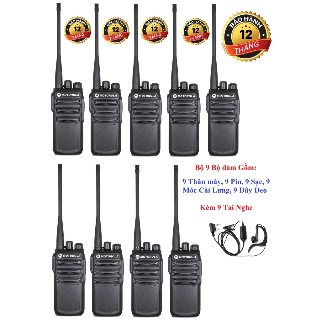 Bộ 9 Chiếc Bộ đàm Moto CP838/ CP-838(Loa chống Từ Tính, Bền Bỉ, Âm Thanh Trong, Cự Ly Xa)