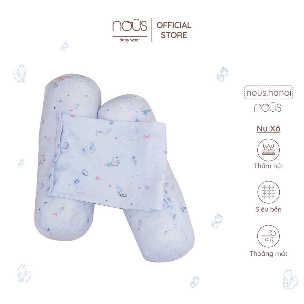 Gối Chặn Nous Cho Bé Sơ Sinh Ngủ Ngon Sâu Giấc - 2 Màu Xanh - Hồng