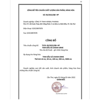 Tinh dầu Sả chanh chai 10 mL