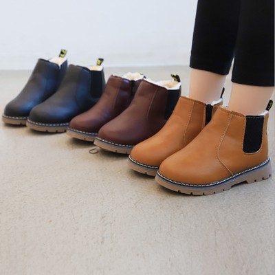 Giày bốt đế mềm chống thấm nước màu trơn phong cách Hàn Quốc cho bé