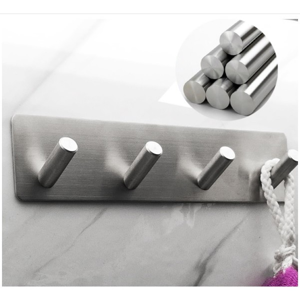 Móc treo quần áo decor INOX SUS304 Dán Tường keo 3M siêu chắc - Móc INOX Chéo Đơn