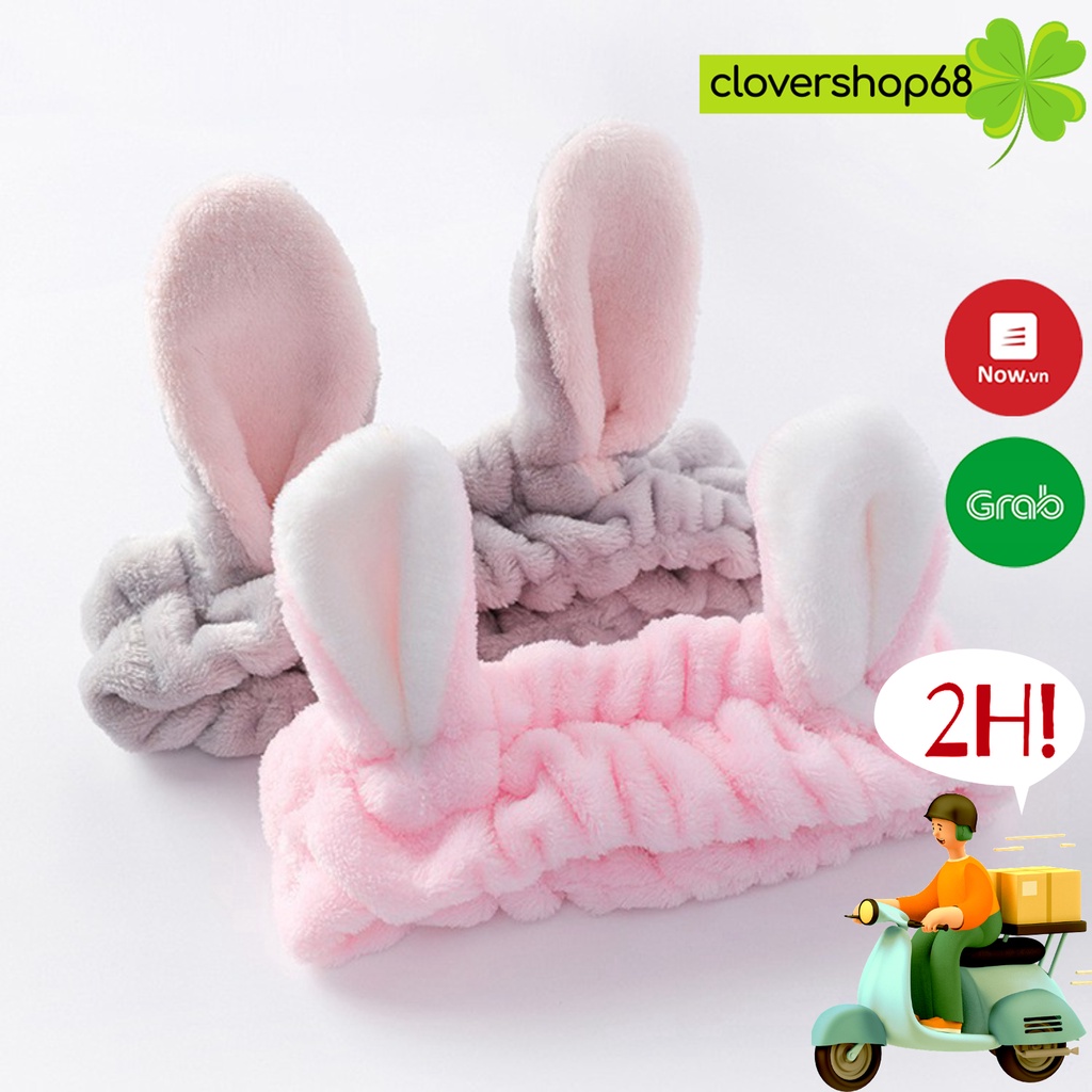 Băng đô tóc tai thỏ nhung 3D mềm mịn  Clovershop68