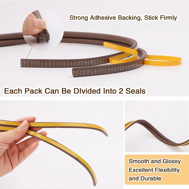 2 cuộn EVA Seal Weather Strip Foam Tape D Loại 10M Cửa sổ Dự thảo Loại trừ Dải con dấu chống va chạm