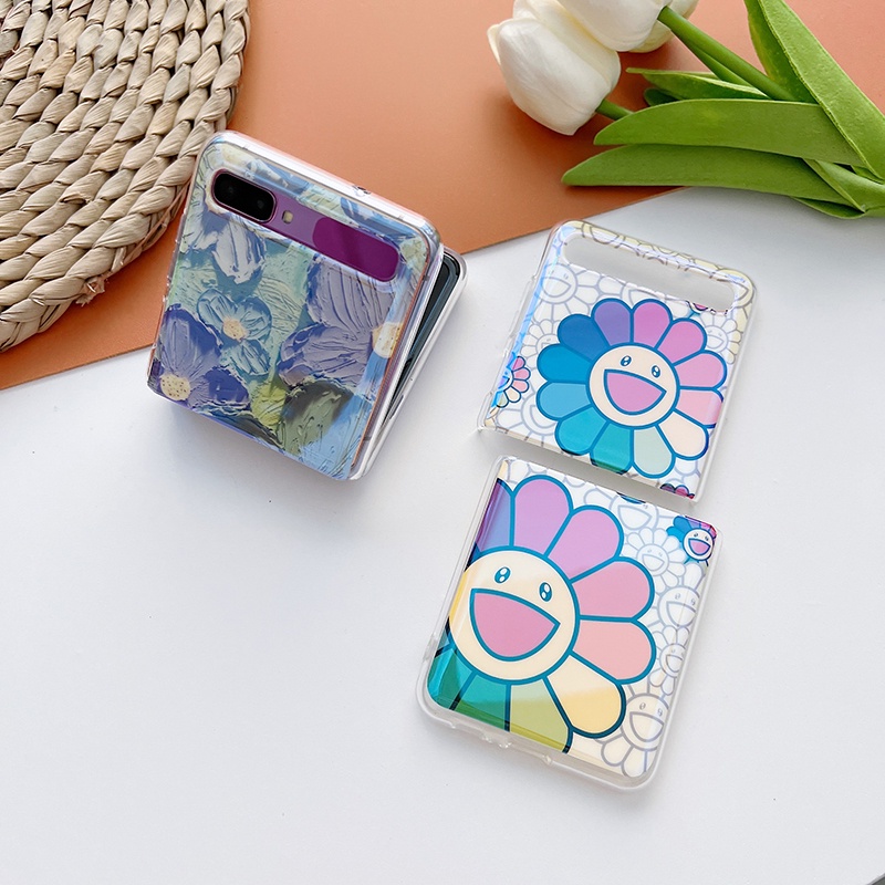 Ốp Điện Thoại Dẻo Họa Tiết Hoa Hướng Dương Màu Xanh Dương Thời Trang Cho Samsung Galaxy Z Flip 1 2 3