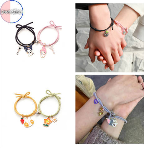 1 Cặp Vòng Tay Cao Su Hình Thỏ / Hoa Dễ Thương