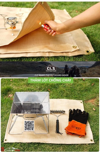 Thảm lót chống cháy CLS du lịch cắm trại dã ngoại