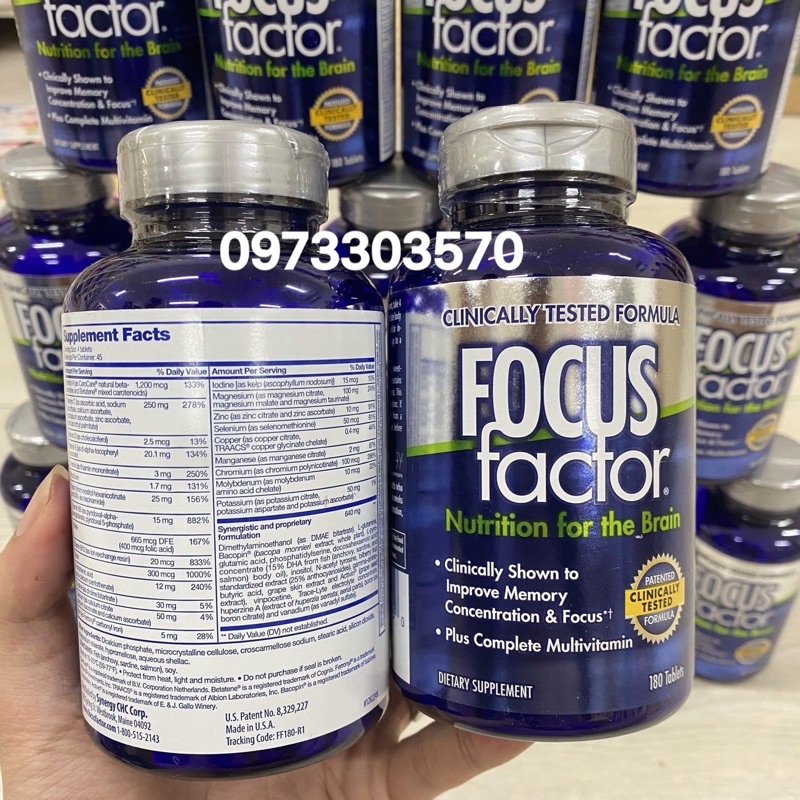 [Hàng Mỹ]date07/2025 Viên Uống Bổ Não FOCUS Factor –Tăng Cường Trí Nhớ - (180viên)