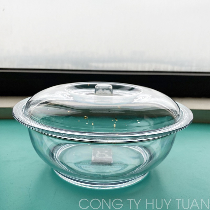 Bát tô Việt Nhật trong suốt có nắp đậy (6435-2) - Âu đựng thực phẩm tròn có nắp đậy dung tích 2L