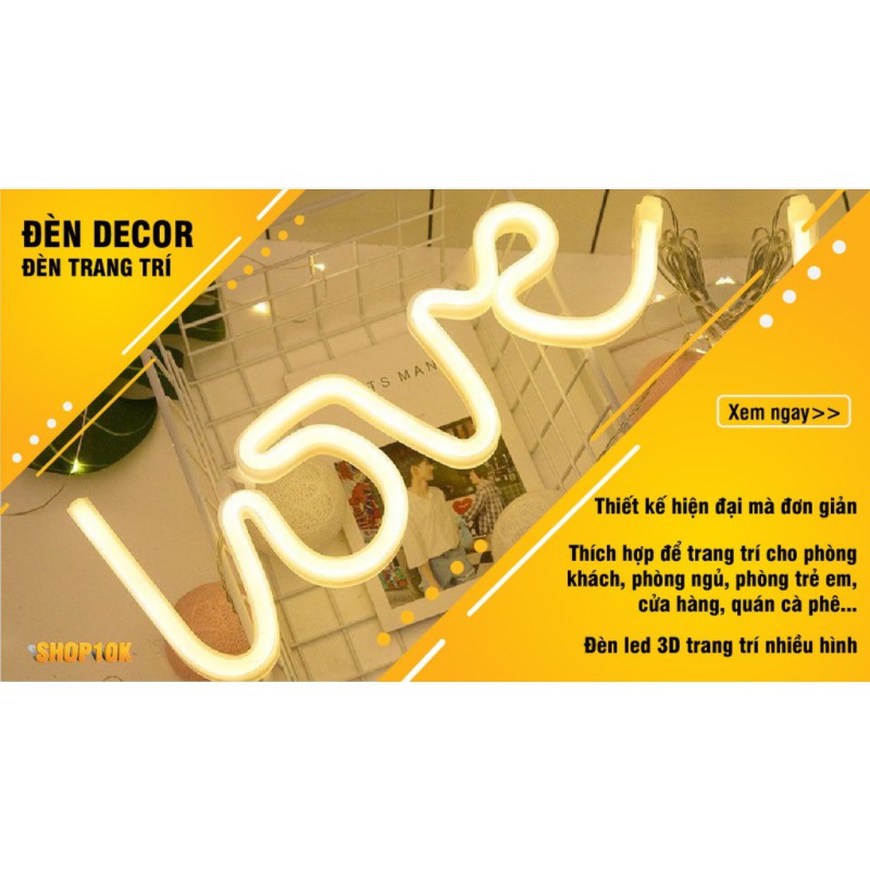 Đèn led neon decor phòng ngủ hơn 50 mẫu