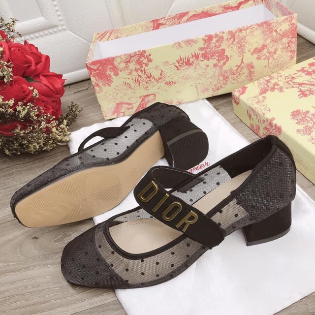 Giày cao gót 5cm quai chấm bi