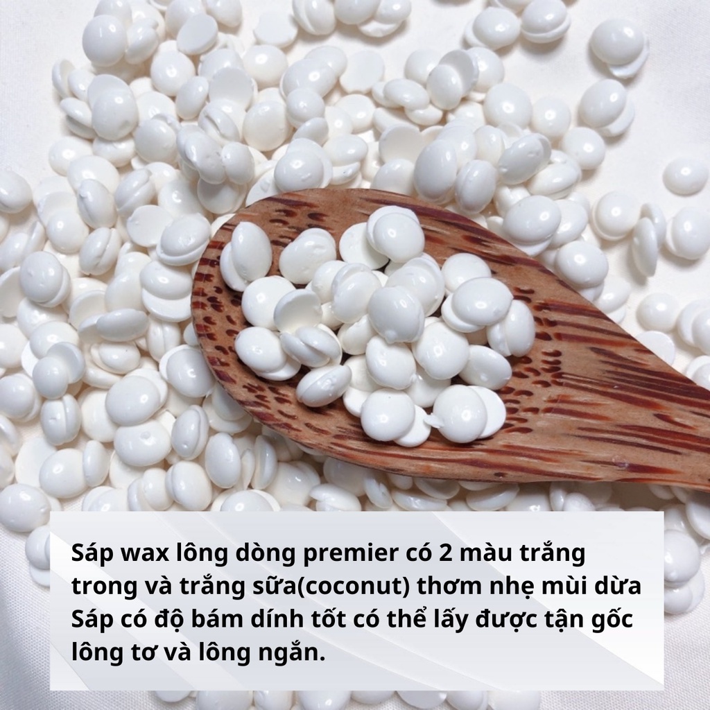 Sáp Wax Lông Sữa Dừa Coconut - Dòng Premier Bám Lông Siêu Đỉnh (Tặng que)