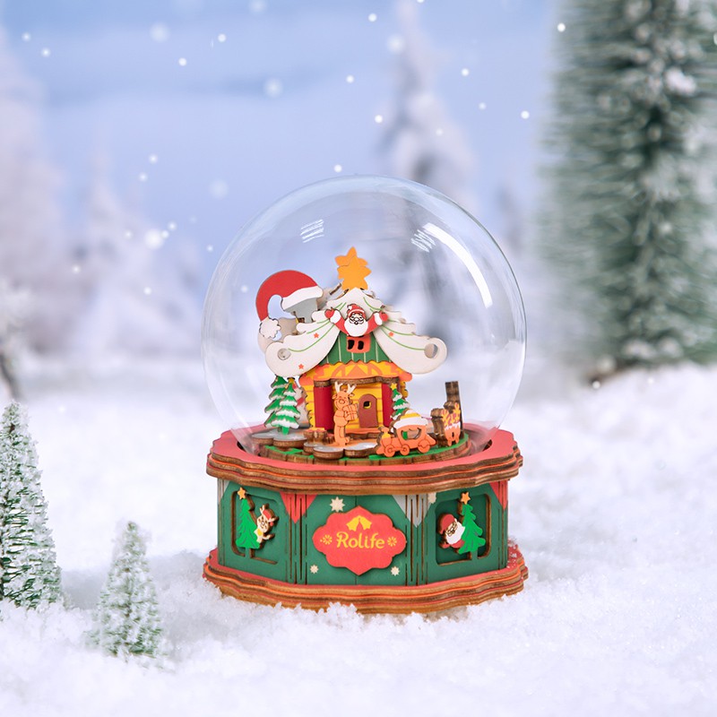 Đồ chơi lắp ráp gỗ 3D Mô hình Hộp nhạc Thị trấn Giáng Sinh - Christmas Town Music Box AM46