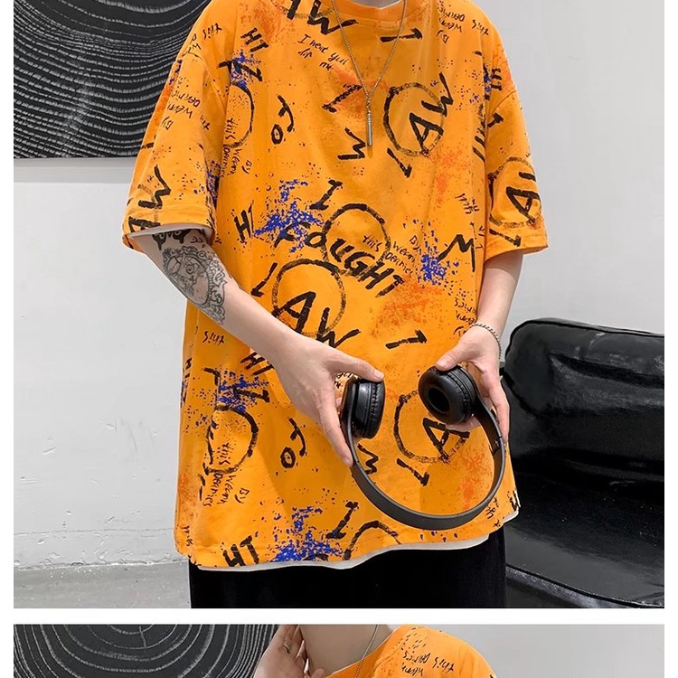 Áo thun nam tay ngắn in họa tiết graffiti phong cách thời trang M-7XL