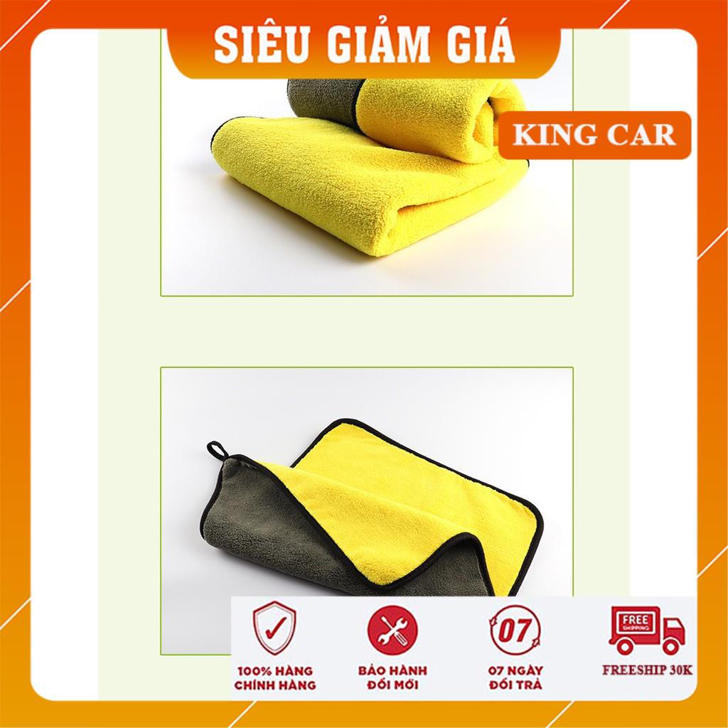 Khăn lau rửa xe 2 lớp, khăn lau đa năng Microfiber siêu thấm vệ sinh ô tô, xe máy- Shop KingCar