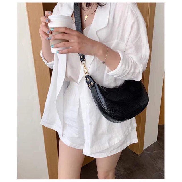 Set Blazer và quần short có túi vải Linen