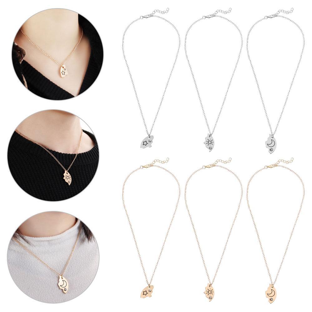 UPSTOPVN Set 3 Vòng cổ Tình Bạn Mặt Trăng / Mặt Trời / Đám Mây / Ngôi Sao Đính