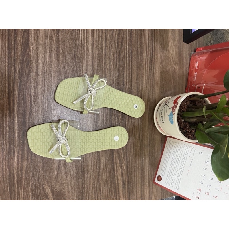 Dép lê nữ quai ngang thắt nơ nhiều màu sắc