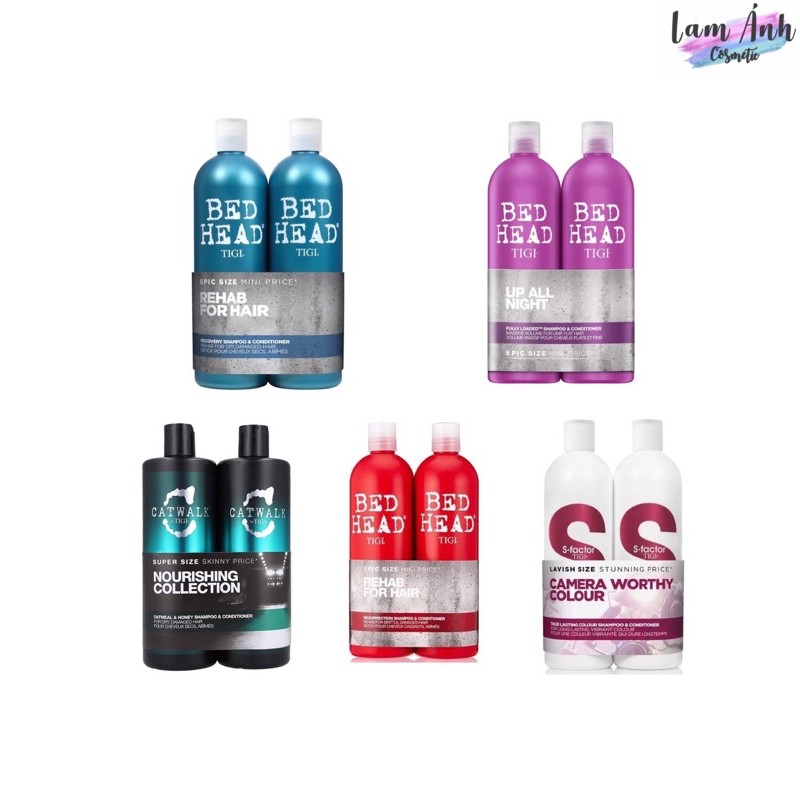 Cặp Dầu Gội Xả TIGI 750ml [Tigi Trắng, Đỏ, Xanh, Tím, Catwalk]