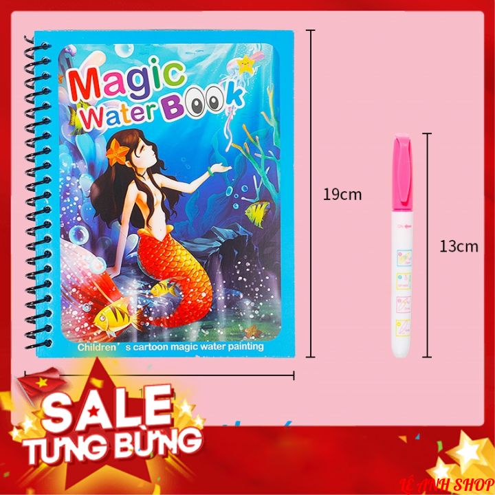 Tranh nước ma thuật -MAGIC WATER BOOK, Tranh tô màu nước ma thuật thần kỳ không dính bẩn tay chân nhiều chủ đề cho bé