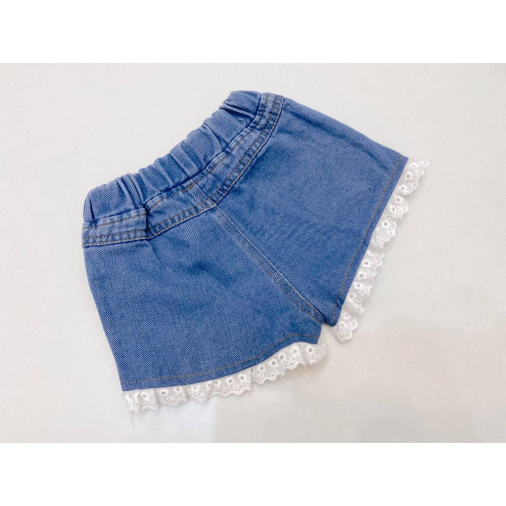 Quần short jean ren gấu cho bé gái