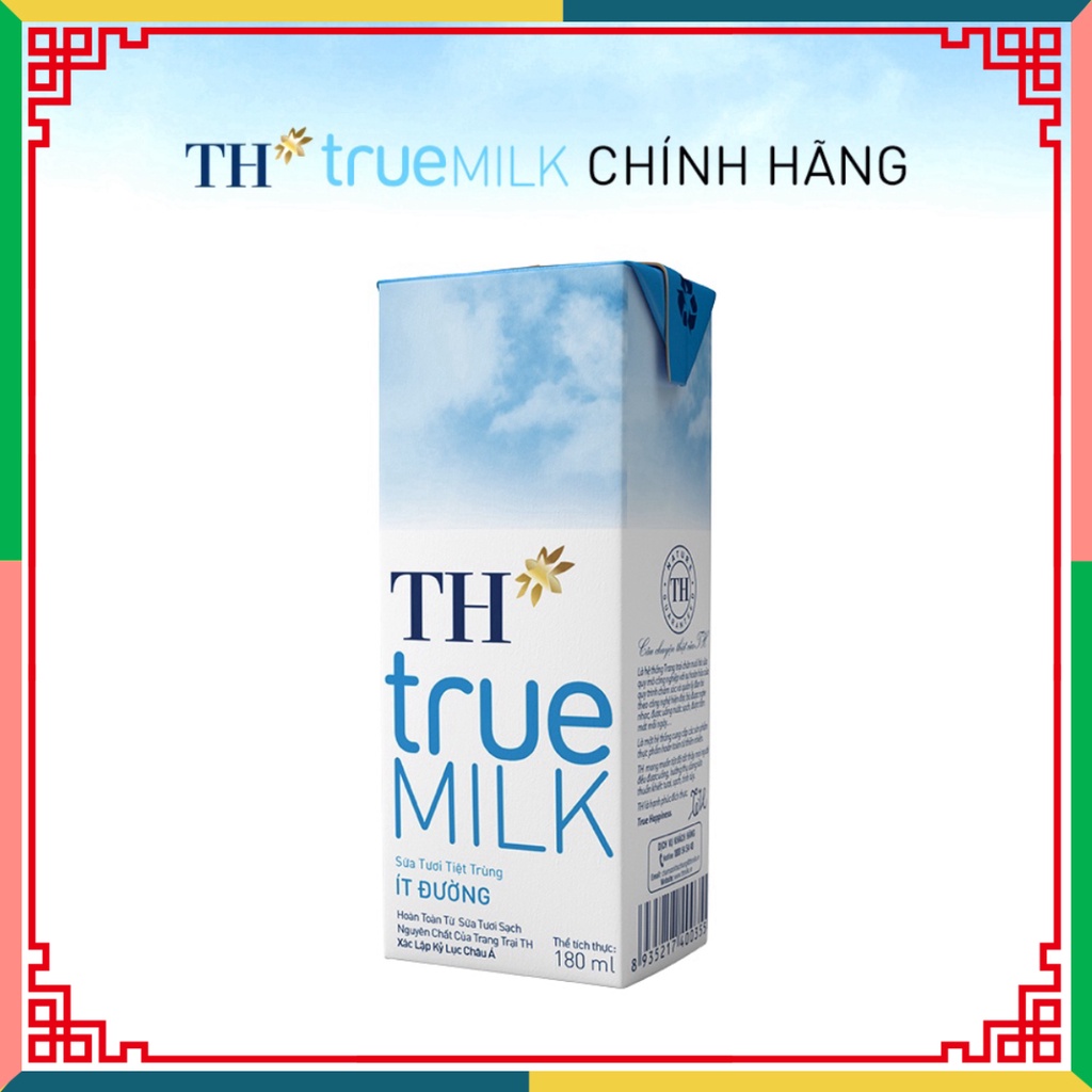 Thùng 48 hộp sữa tươi thanh trùng ít đường TH True Milk 180ml (180ml x 48) ( Đại lý Ngọc Toản)